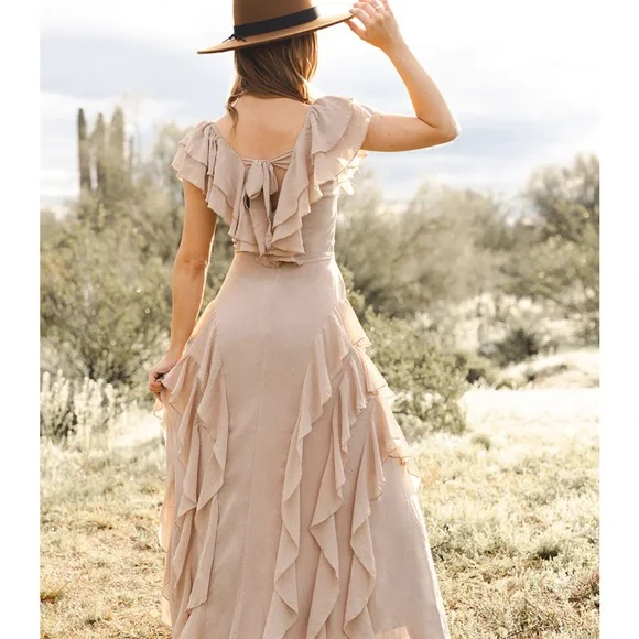 JoyFolie Sylvia dress in light taupe. Size Small! - Picture 4 of 4